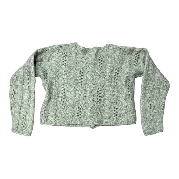 Sostanza Contemporary Mohair Cropped Cable Knit Cardigan Sweater Sage Green M - Picture 2 of 4